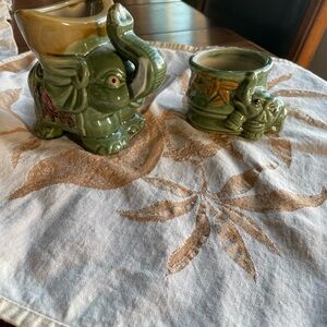 Green Elephant Ceramic Planters